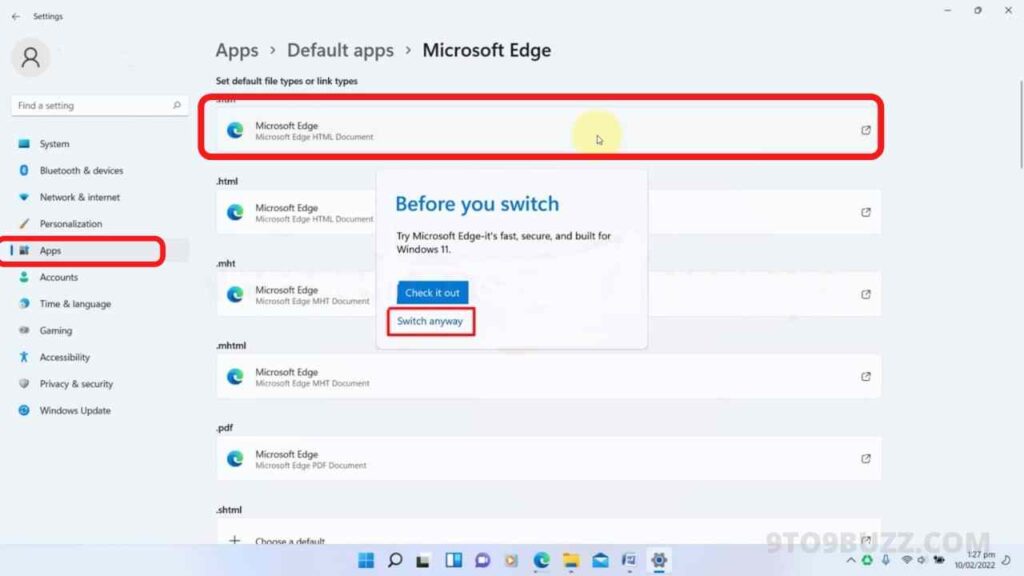 Windows 11 Settings to Change Default Browser
